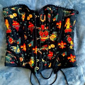 Vintage tattoo print corset